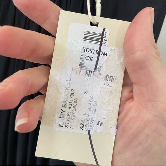 NWT Ramy Brook Audrey Sleeveless Halter Drop Waist Midi Dress Black size Large - Picture 8 of 12